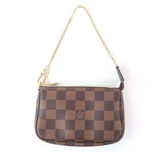 LOUIS VUITTON Authentic Brown Damier Pochette Mini Bag